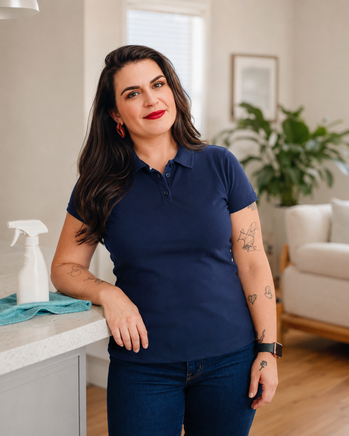 Ana Gemal, owner of Sparkle Squad Cleaning Services, in a Columbus home kitchen